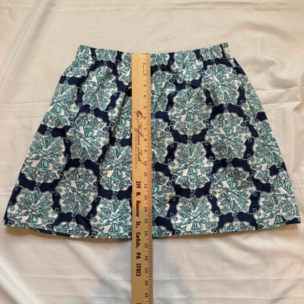 Lilly Pulitzer Skirt M Blue Shell Print Coastal Preppy Resortwear